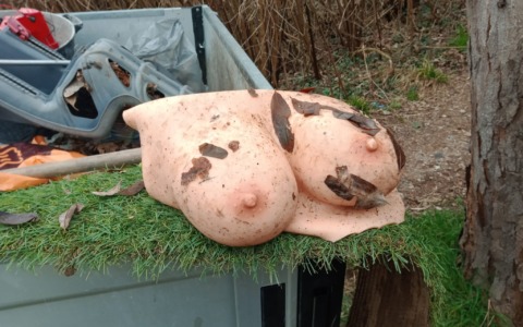 Rifiuti particolari nel percorso della Brughiera: busti in silicone lasciati in abbandono